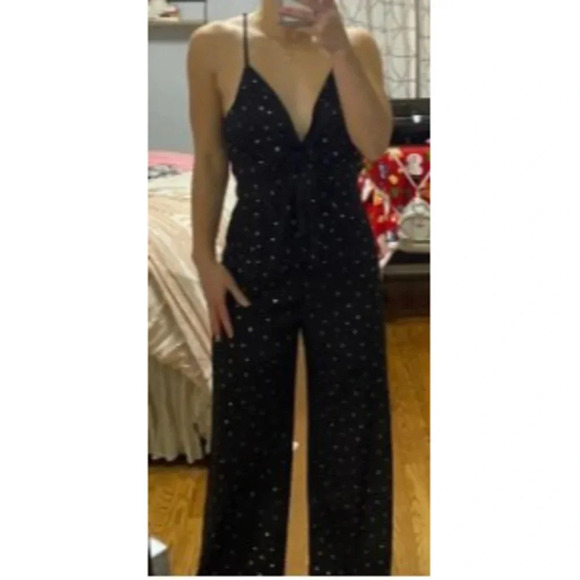 Anna Grace Black Polka Dot Jumpsuit - Picture 1 of 8